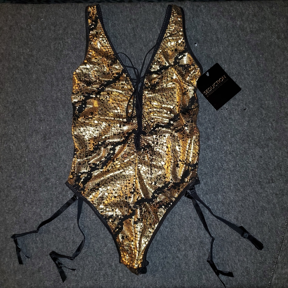 Frederick's of Hollywood gold snake teddy